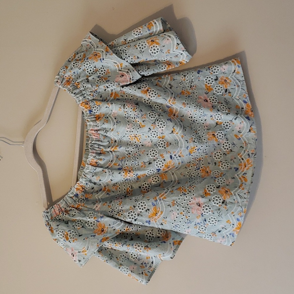 Anthropologie Floral Embroidered Off-Shoulder Blouse